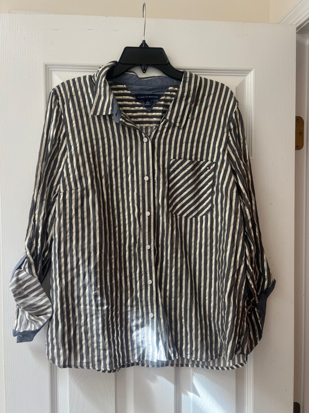 Tommy Hilfiger  Black & White Stripe Button-Down Shirt
